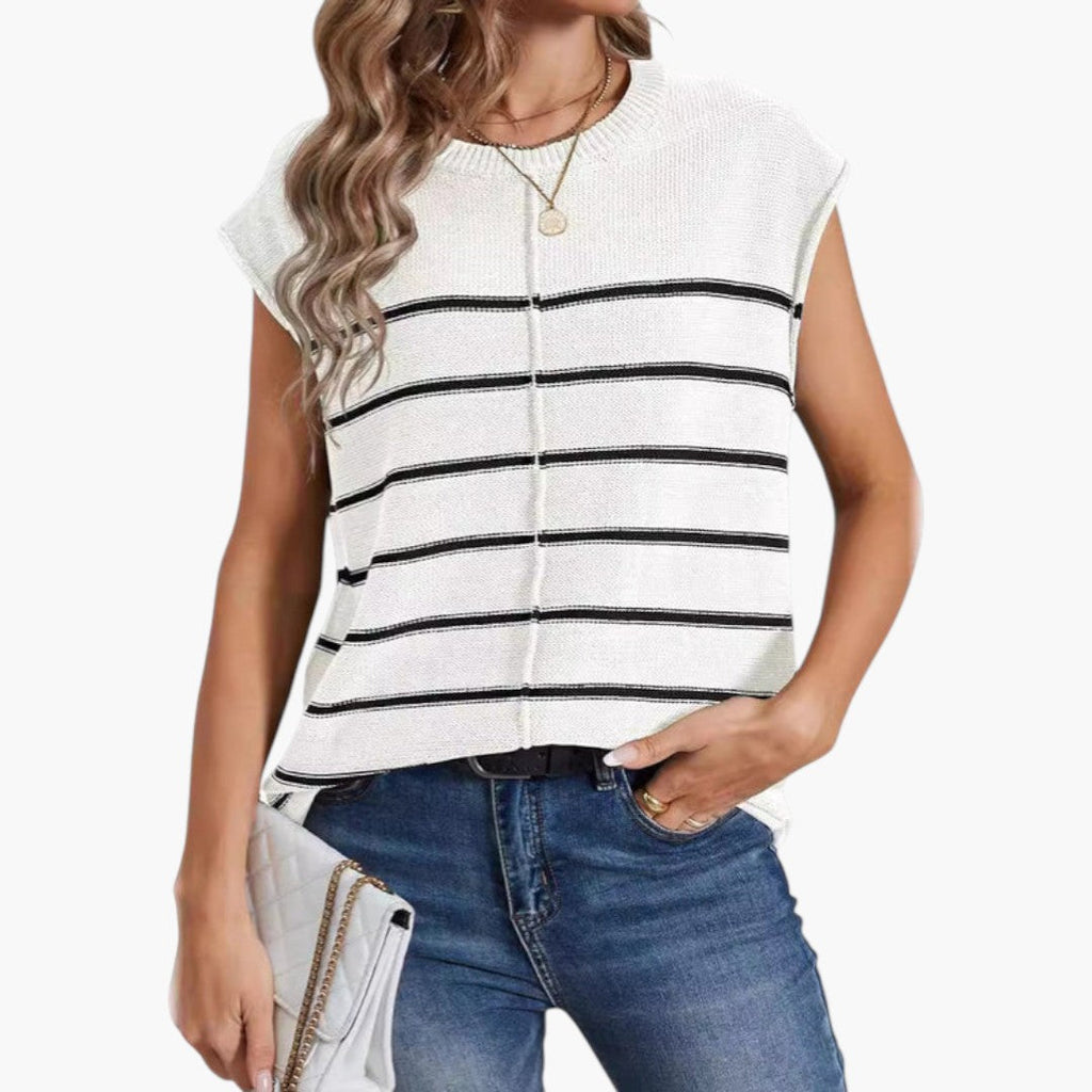 Women's Lightweight Cotton Knit Tank Top with Crew Neck and Ribbed Trim – Relaxed Sleeveless Style for Summer and Casual Everyday Wear