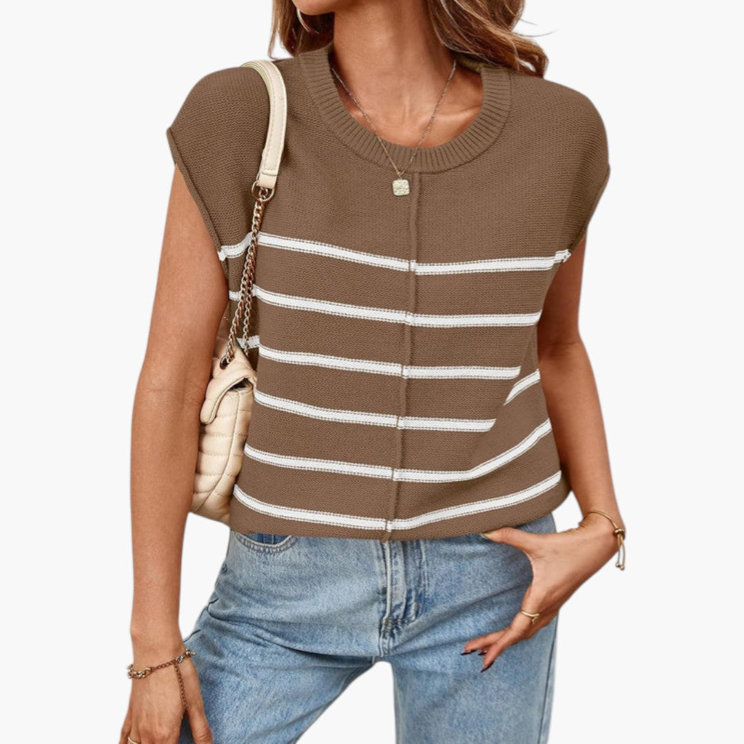 Women's Lightweight Cotton Knit Tank Top with Crew Neck and Ribbed Trim – Relaxed Sleeveless Style for Summer and Casual Everyday Wear