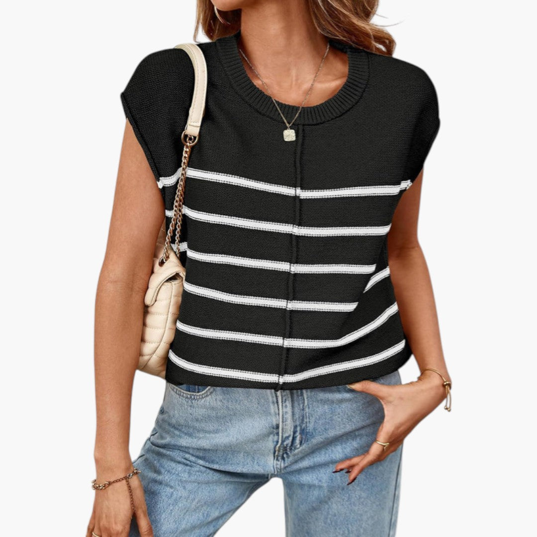 Women's Lightweight Cotton Knit Tank Top with Crew Neck and Ribbed Trim – Relaxed Sleeveless Style for Summer and Casual Everyday Wear