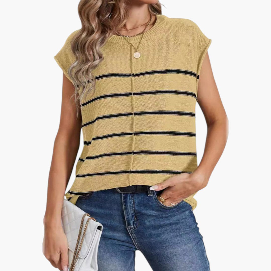 Women's Lightweight Cotton Knit Tank Top with Crew Neck and Ribbed Trim – Relaxed Sleeveless Style for Summer and Casual Everyday Wear