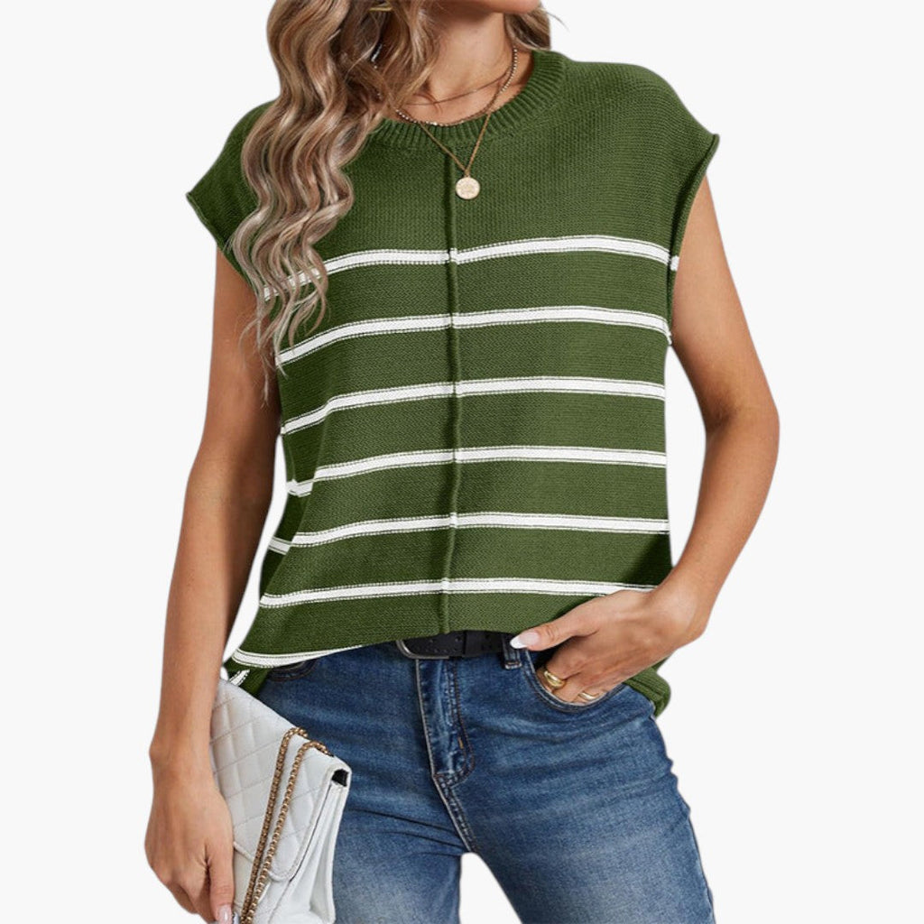 Women's Lightweight Cotton Knit Tank Top with Crew Neck and Ribbed Trim – Relaxed Sleeveless Style for Summer and Casual Everyday Wear