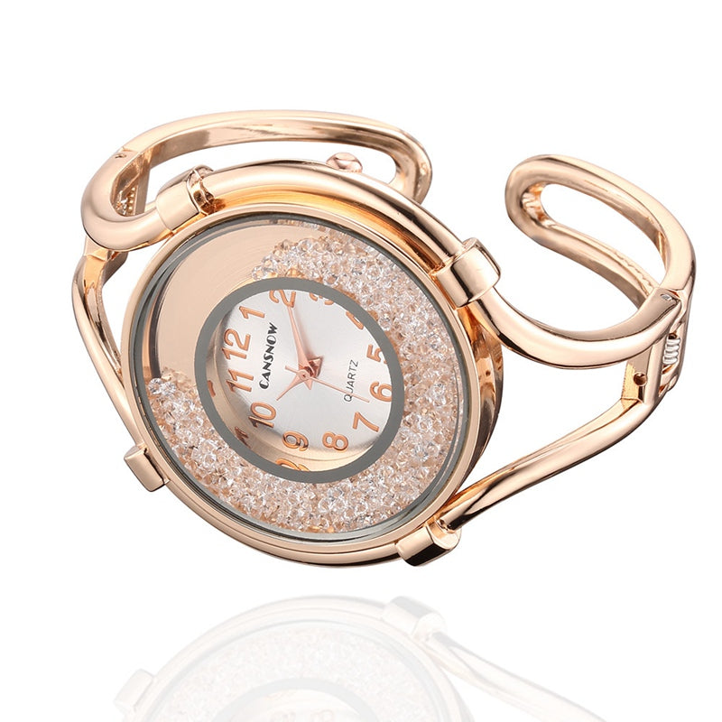 Cansnow Sleek Rhinestone Bracelet Watch for Women
