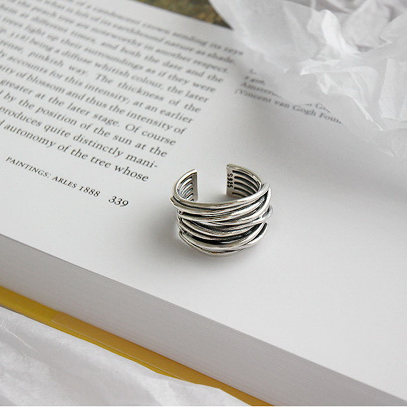 Adjustable Multi-Layer 925 Sterling Silver Ring