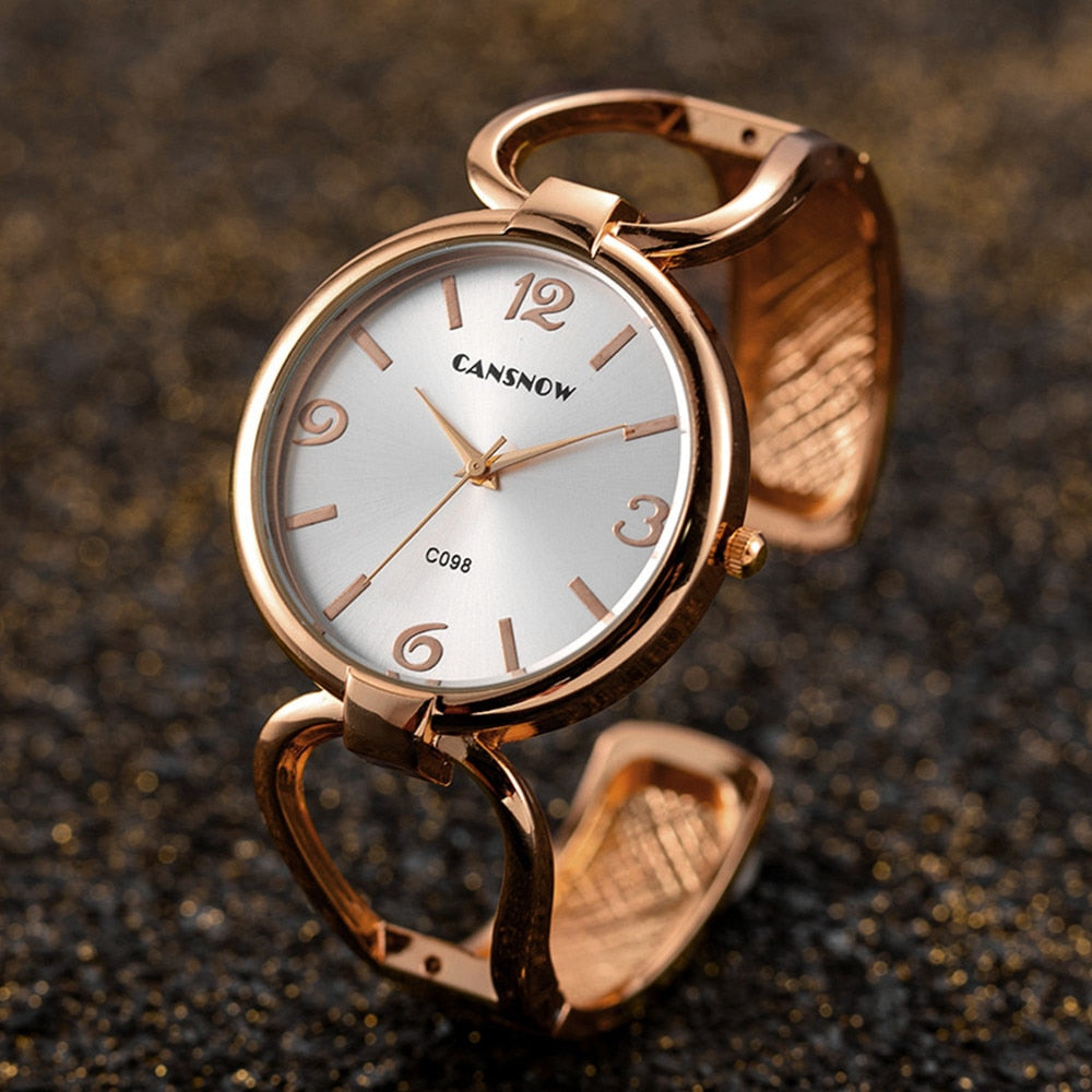 Cansnow Dazzling Women's Silver Stainless Steel Bracelet Watch with Modern Design