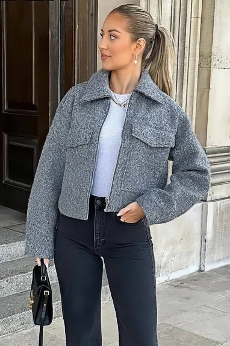 Modern Cropped Jacket Gray
