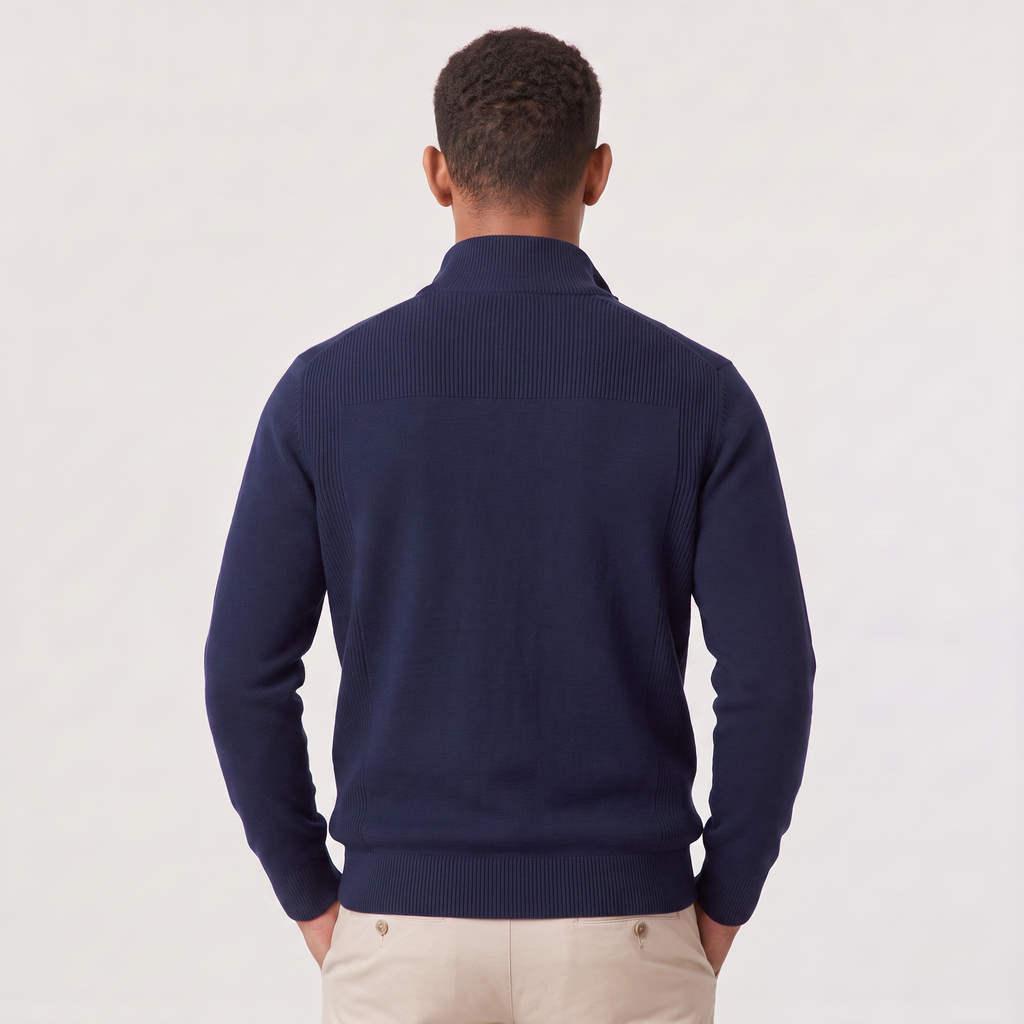 Men’s Quarter-Zip Knit Sweater with Stand Collar