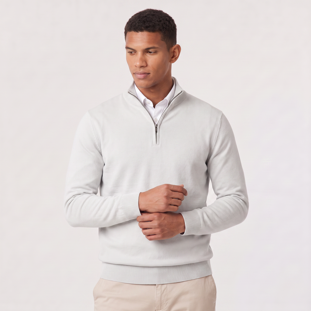 Men’s Quarter-Zip Knit Sweater with Stand Collar