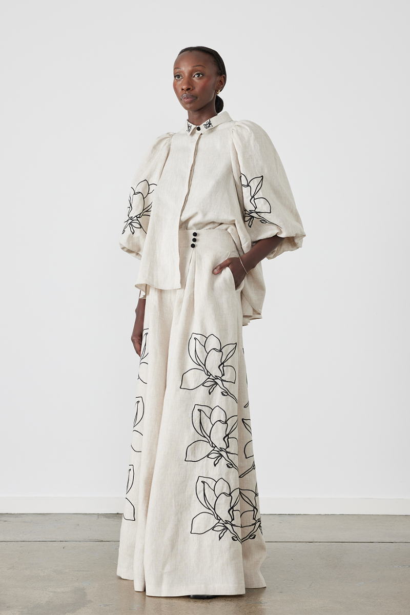 Coordinated Jasmin Balloon Sleeve Floral Trousers Set