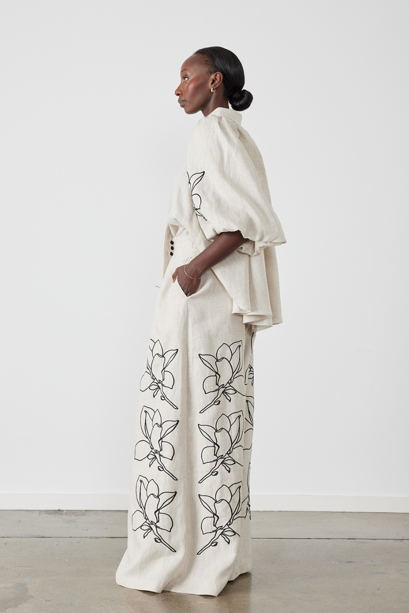 Coordinated Jasmin Balloon Sleeve Floral Trousers Set