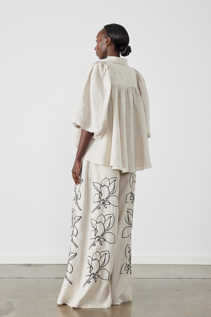 Coordinated Jasmin Balloon Sleeve Floral Trousers Set