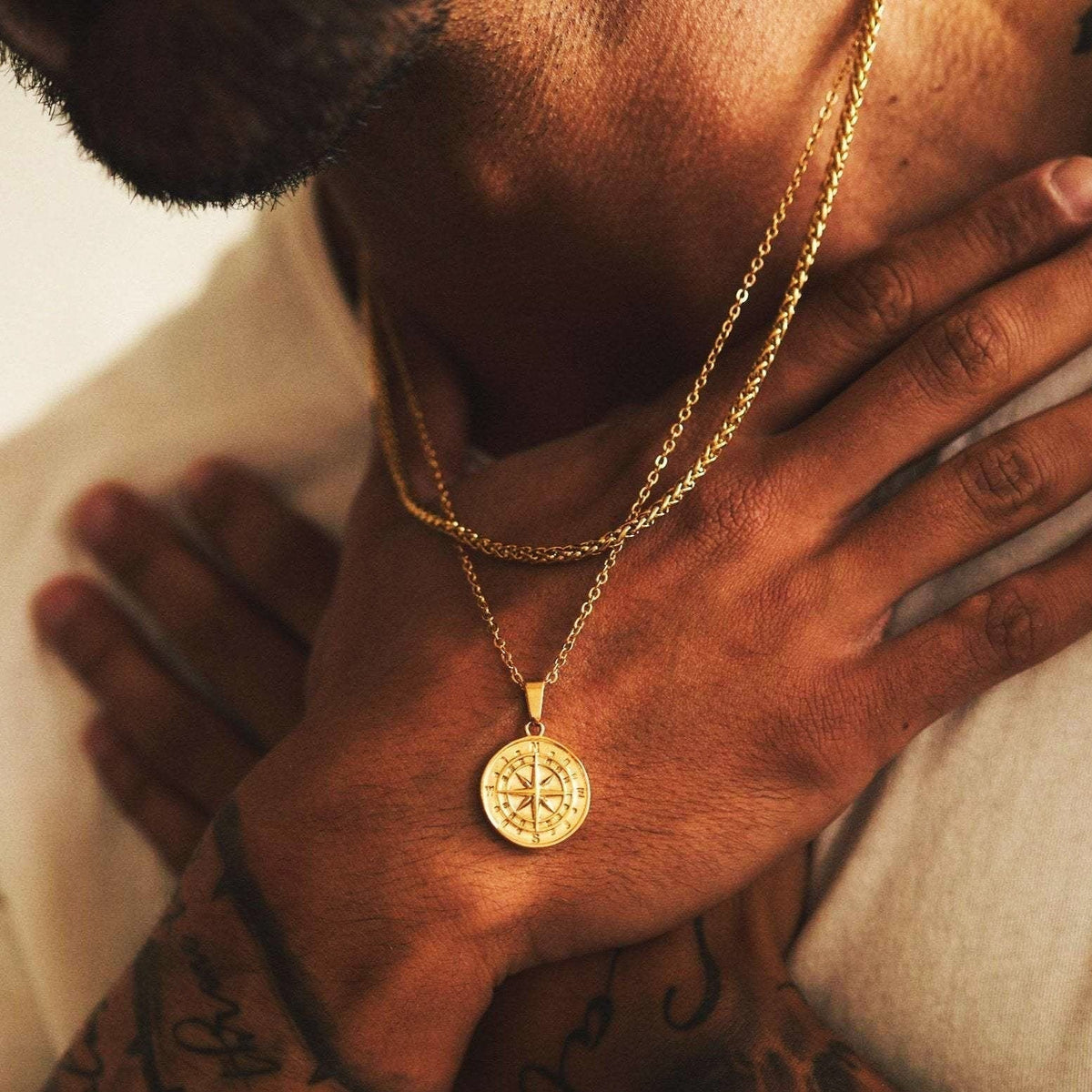 Men's Compass Pendant Necklace - Adrien