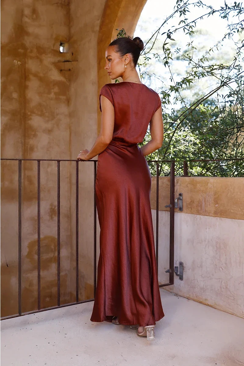 Selma Maxi-Length Dress Rust