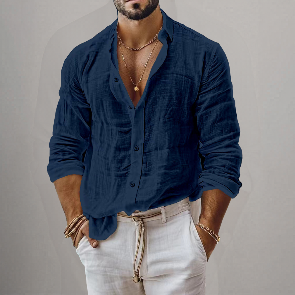 Men's Casual Linen Long Sleeve Summer Shirt