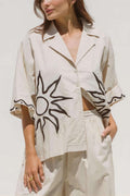 Sunshine Loose Patterned Wide-Leg Trousers-Set