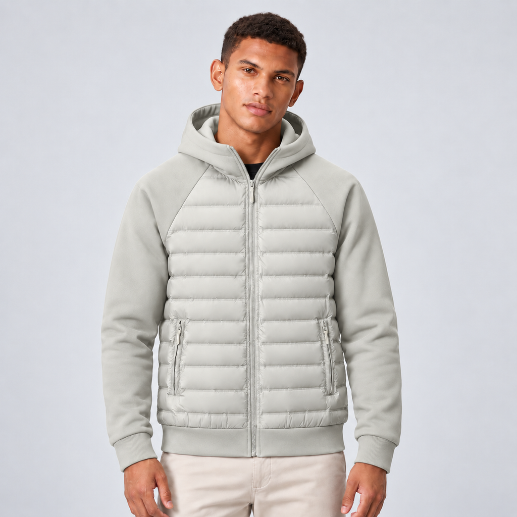 Men's Hooded Quilted Zip-Up Jacket