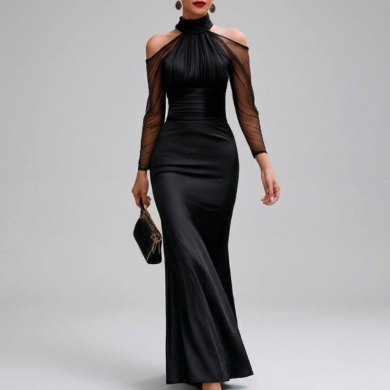 Lilly - Women's Halter Neck Satin Formal Evening Dress