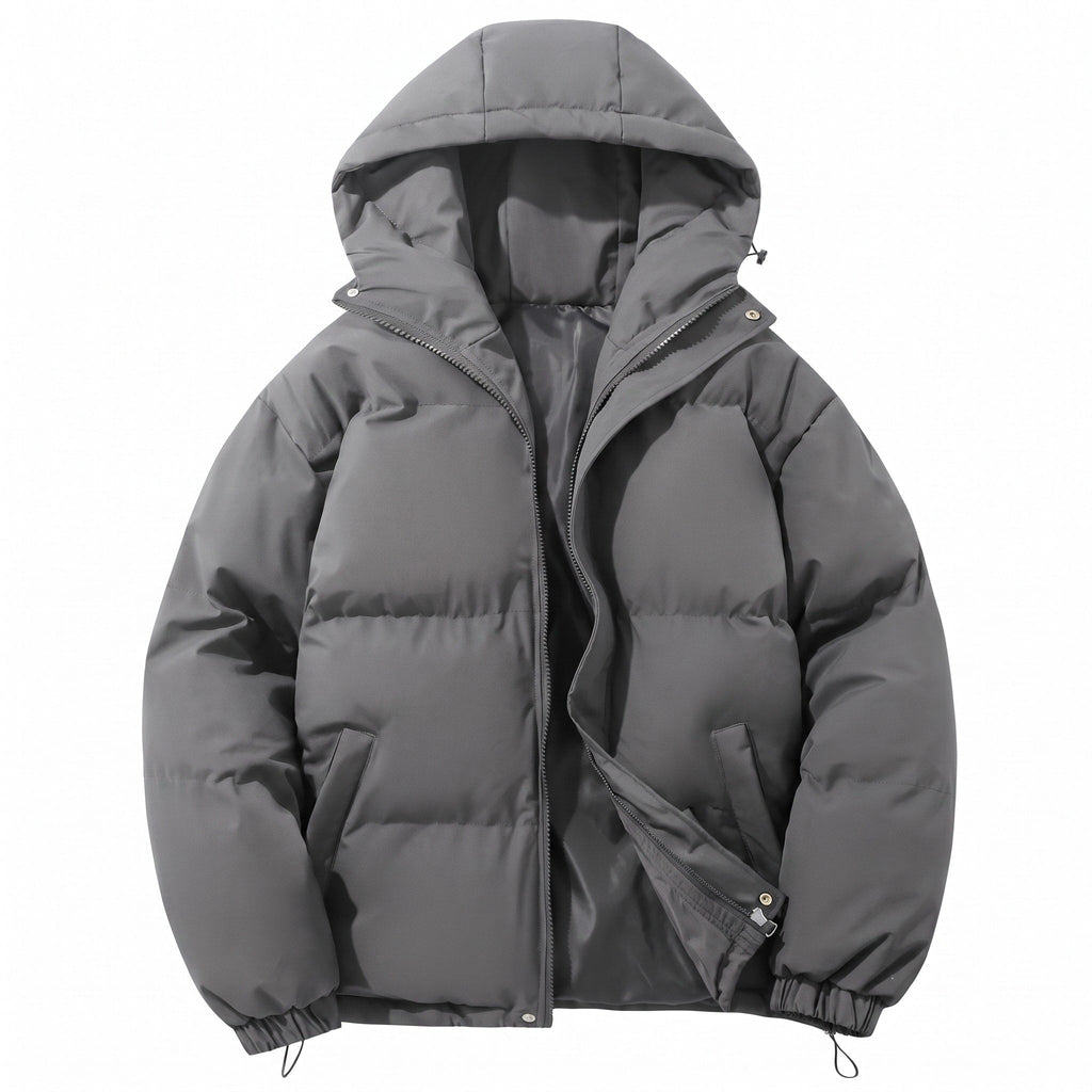 Men's Hooded Puffer Jacket Quilted Windproof Winter Coat