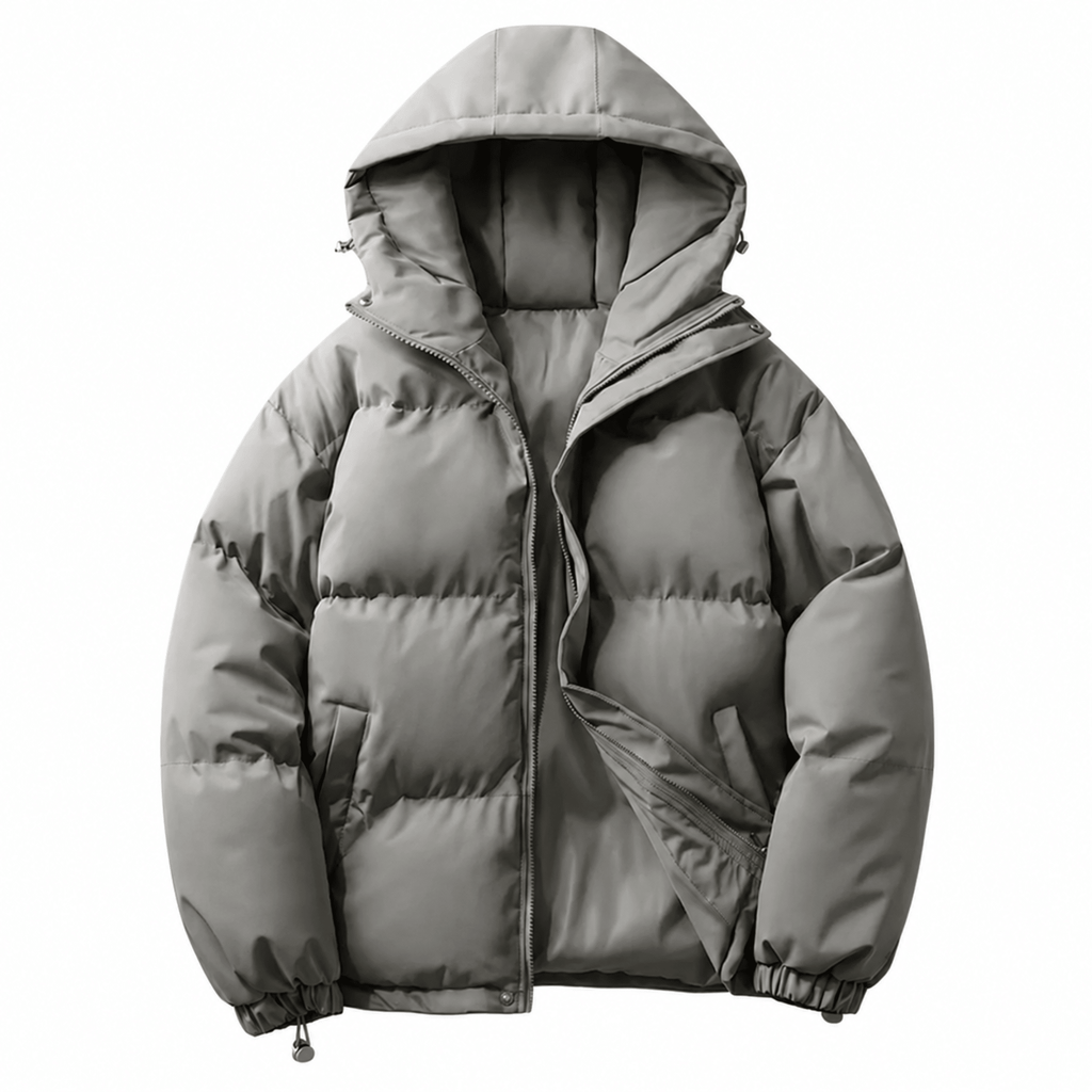 Men's Hooded Puffer Jacket Quilted Windproof Winter Coat