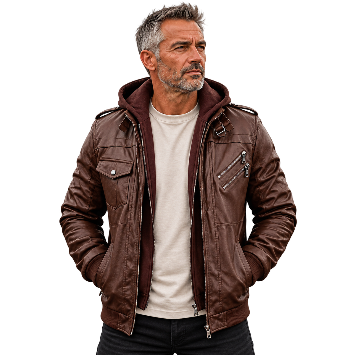Men's Jacket - Asymmetric Zip & Removable Hood