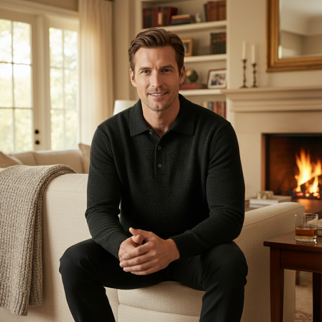 Men's Knit Polo Sweater - Soft & Comfortable