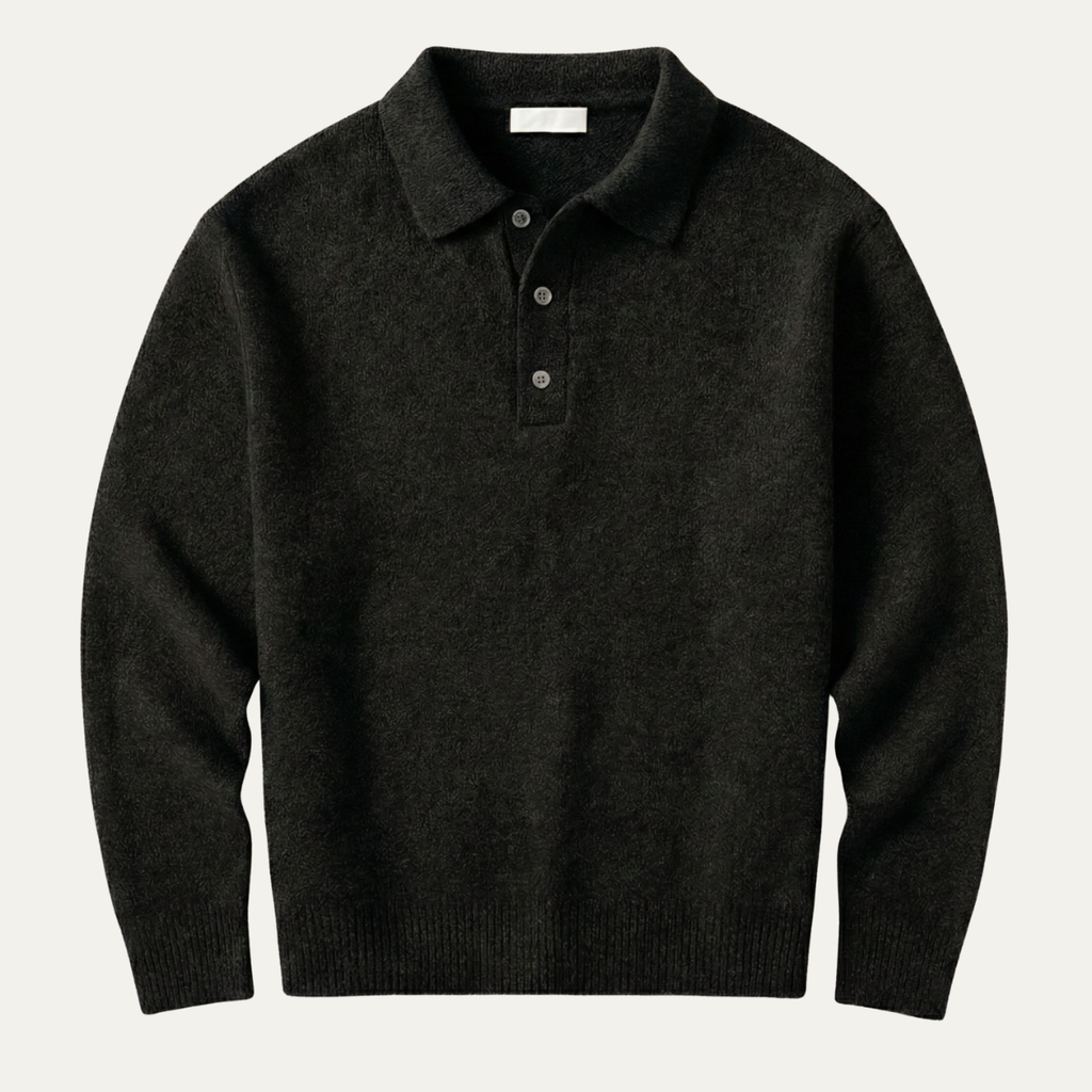 Men's Knit Polo Sweater - Soft & Comfortable