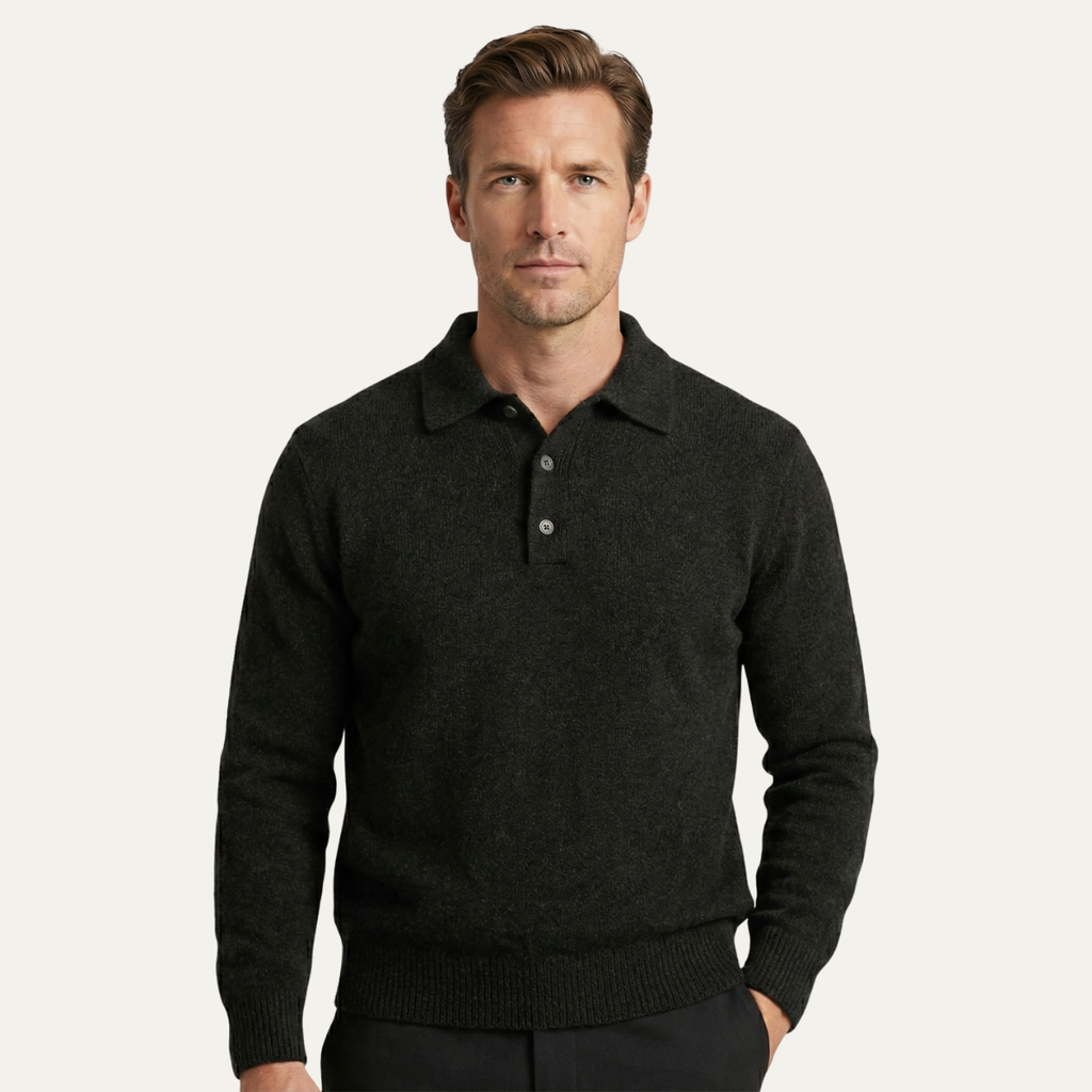 Men's Knit Polo Sweater - Soft & Comfortable