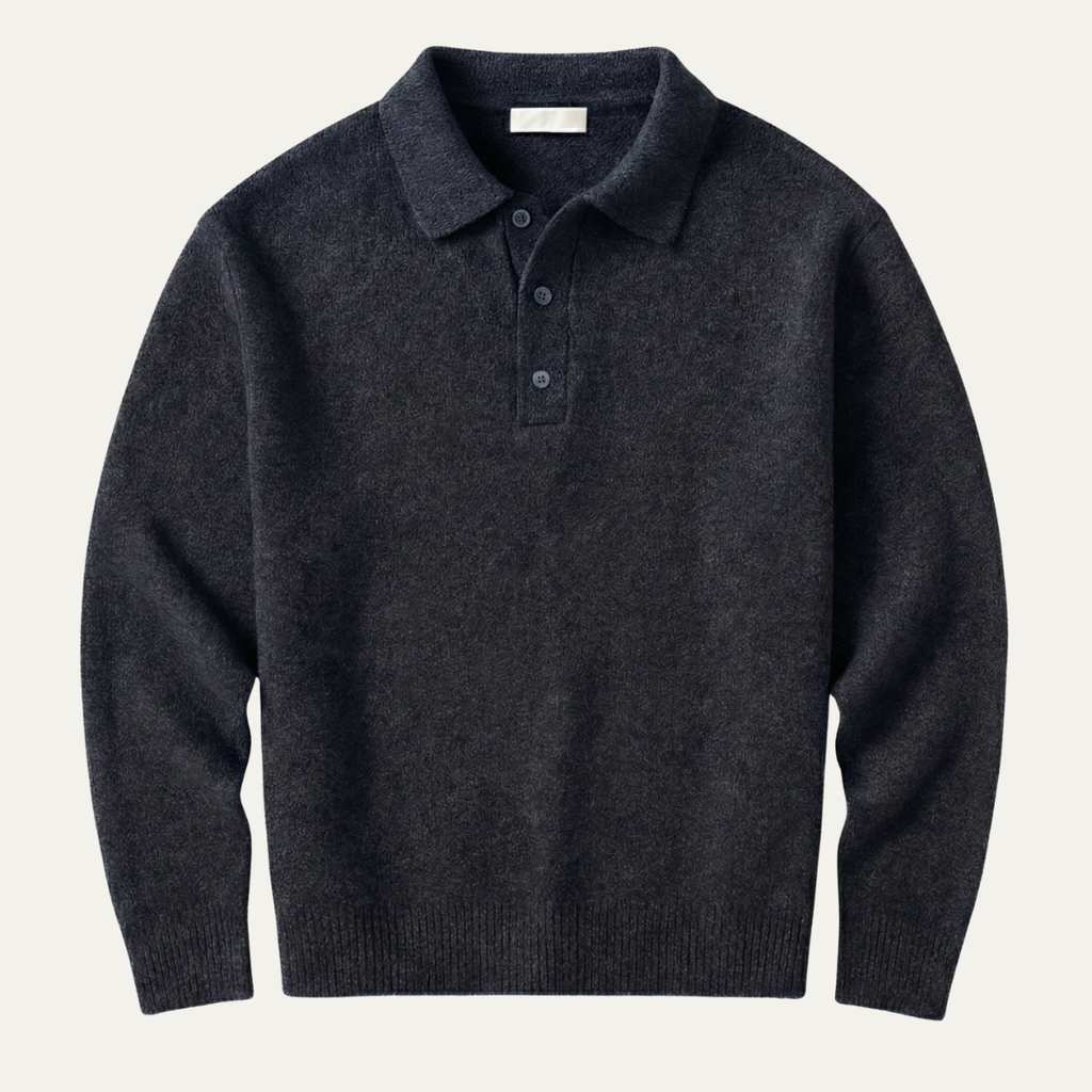 Men's Knit Polo Sweater - Soft & Comfortable