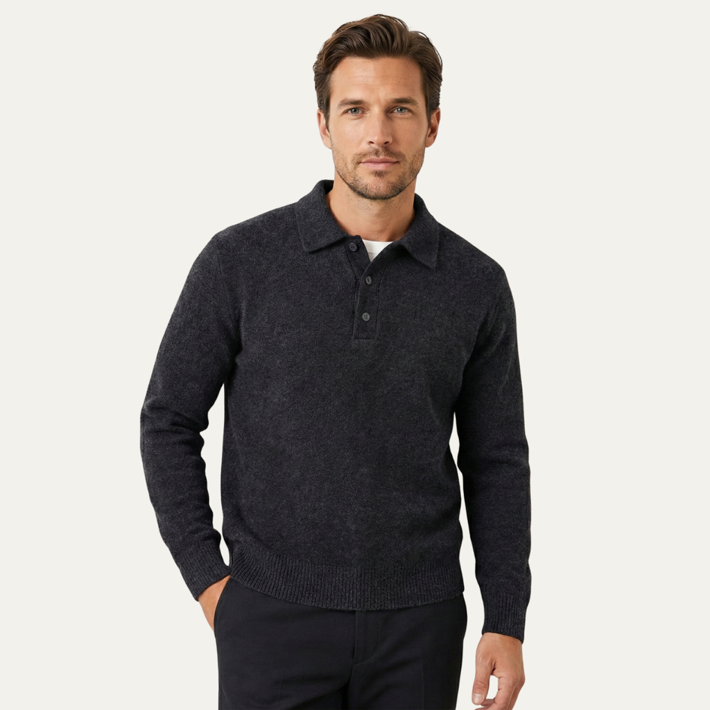 Men's Knit Polo Sweater - Soft & Comfortable