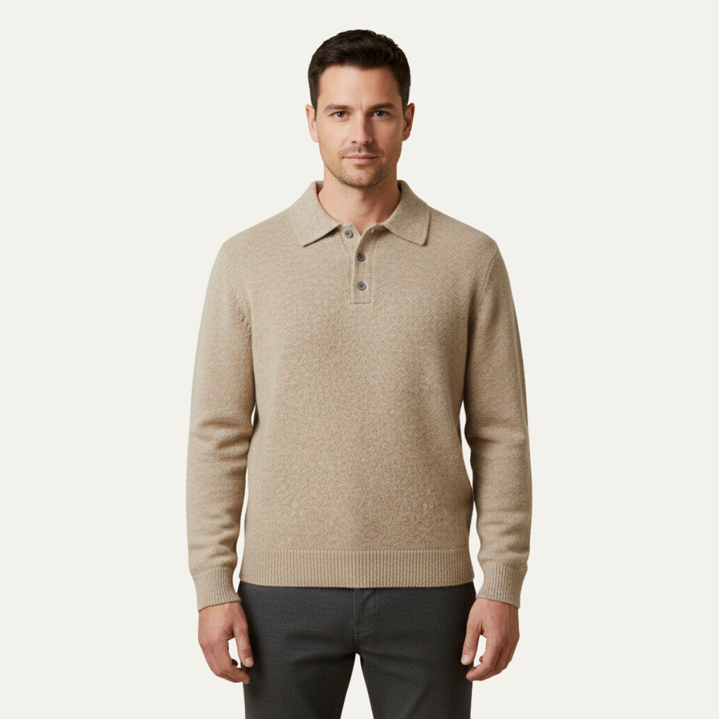 Men's Knit Polo Sweater - Soft & Comfortable