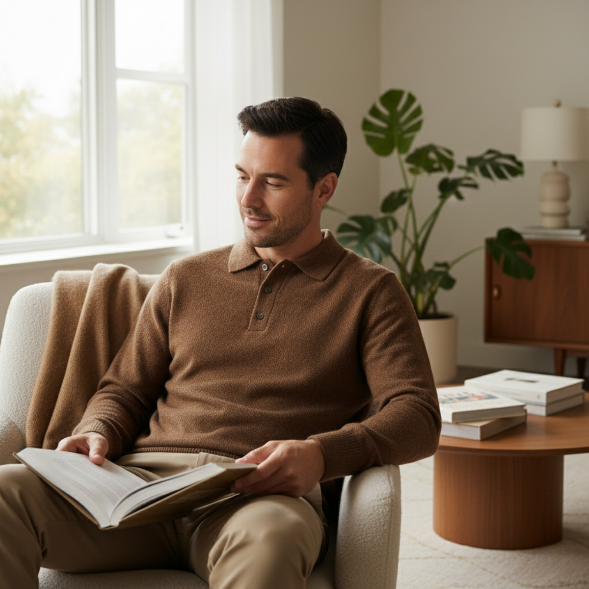 Men's Knit Polo Sweater - Soft & Comfortable