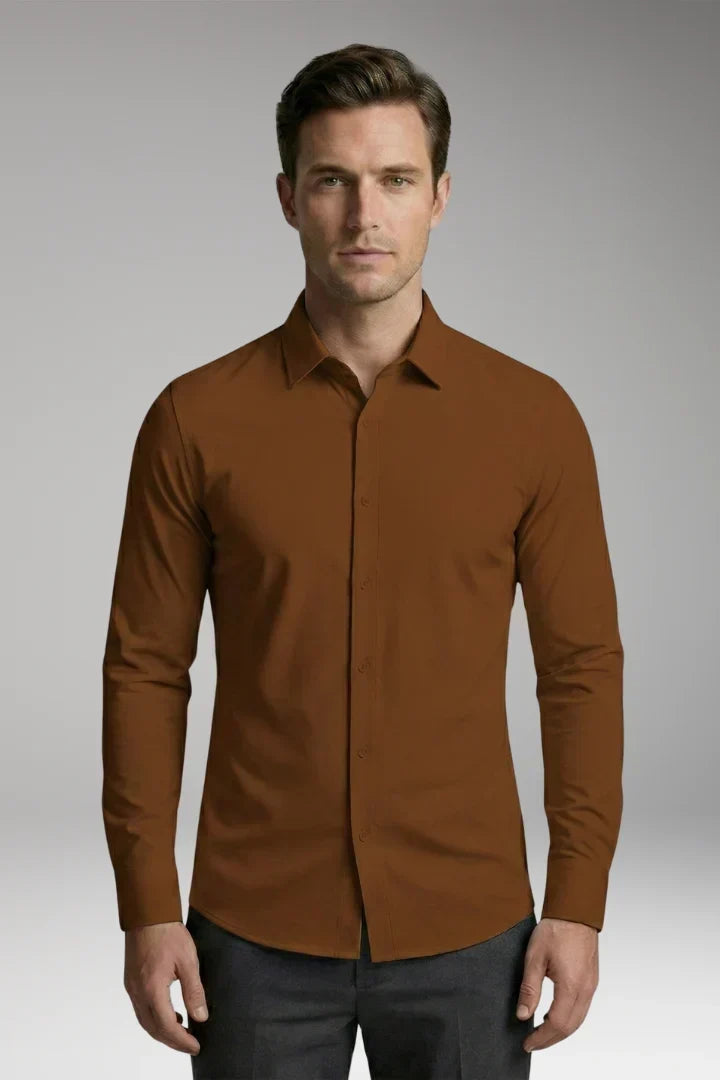 Men's Long Sleeve Polo - Button-Down Slim Fit