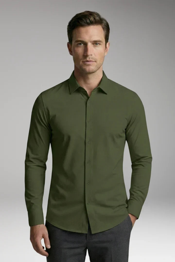 Men's Long Sleeve Polo - Button-Down Slim Fit