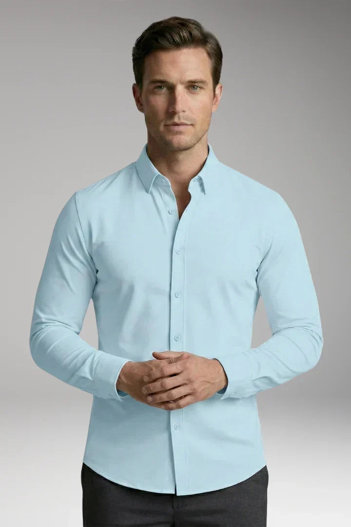 Men's Long Sleeve Polo - Button-Down Slim Fit
