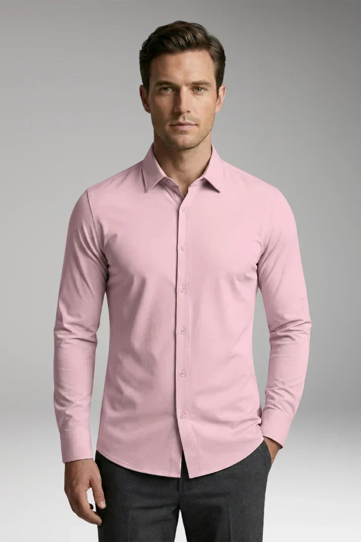 Men's Long Sleeve Polo - Button-Down Slim Fit