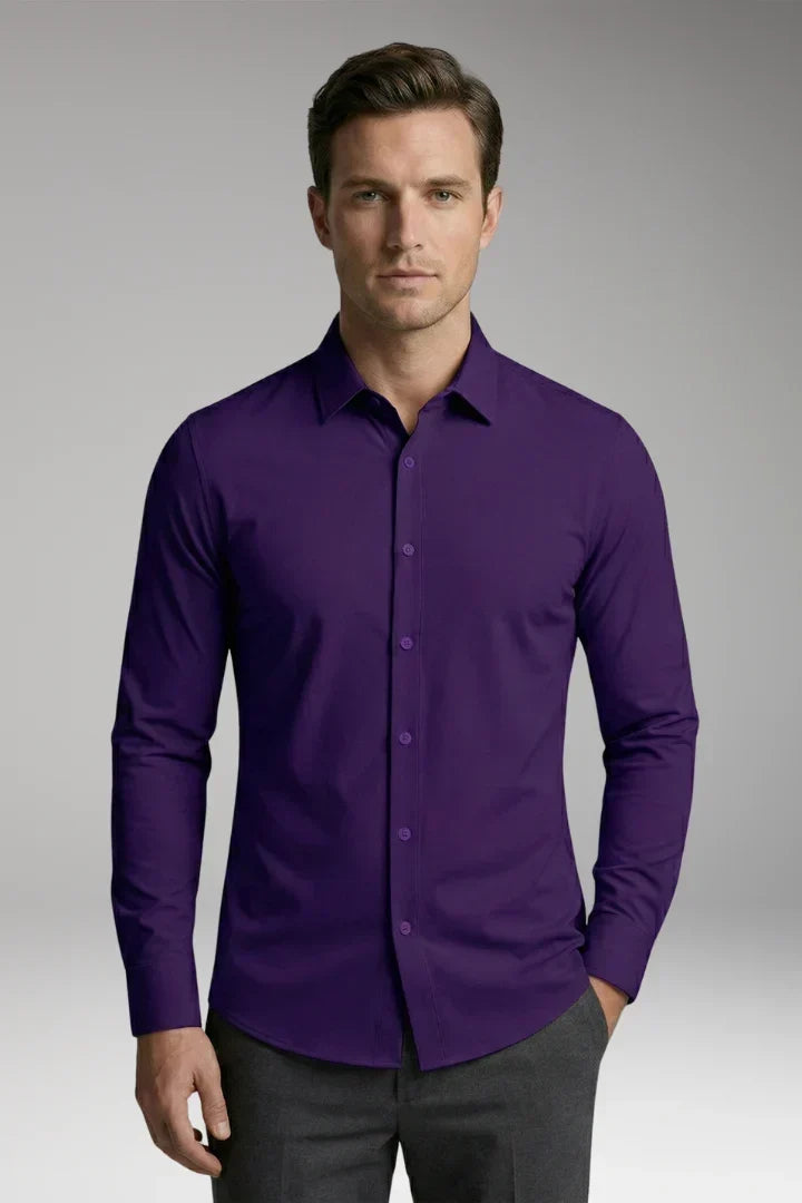 Men's Long Sleeve Polo - Button-Down Slim Fit