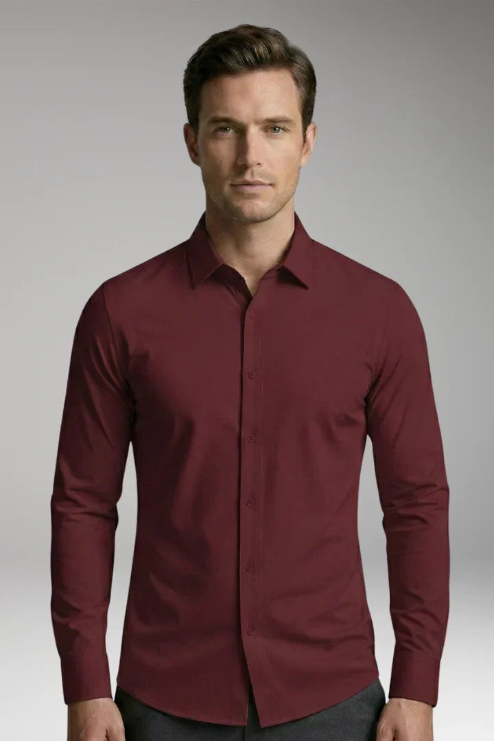 Men's Long Sleeve Polo - Button-Down Slim Fit