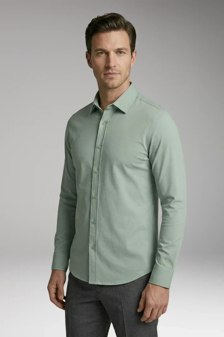 Men's Long Sleeve Polo - Button-Down Slim Fit