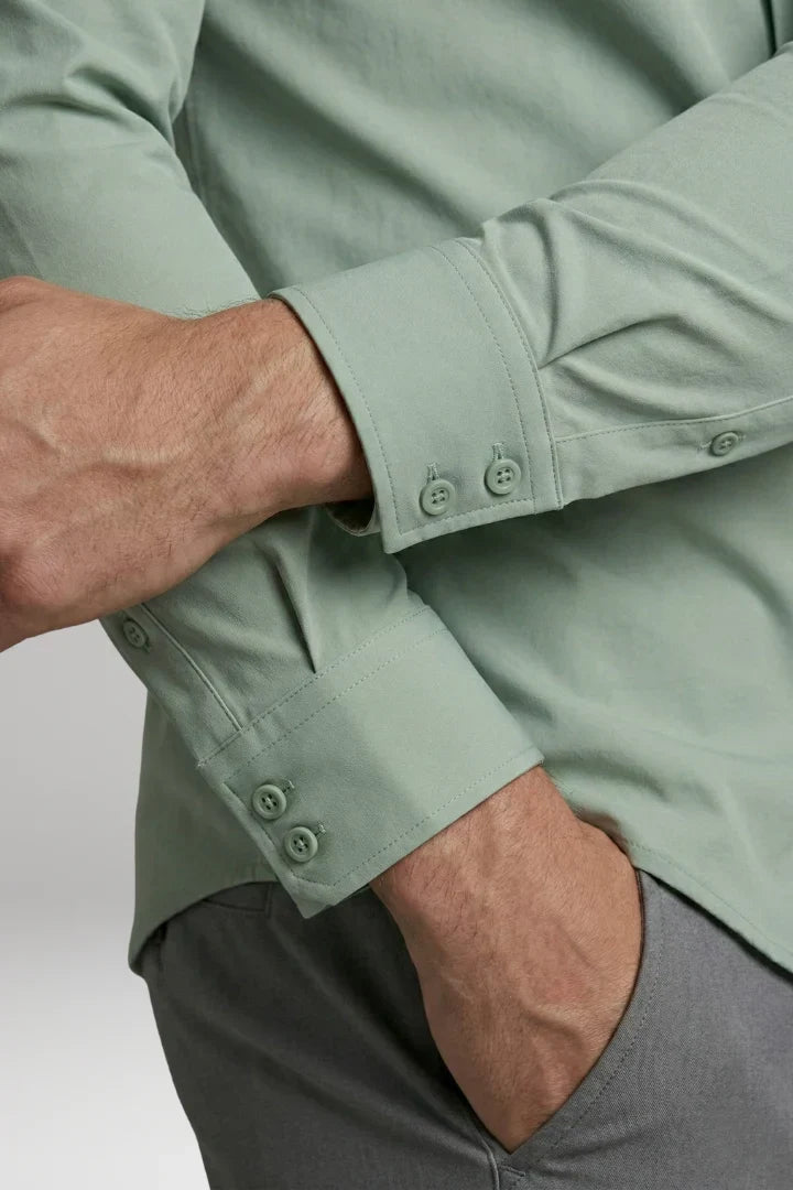 Men's Long Sleeve Polo - Button-Down Slim Fit