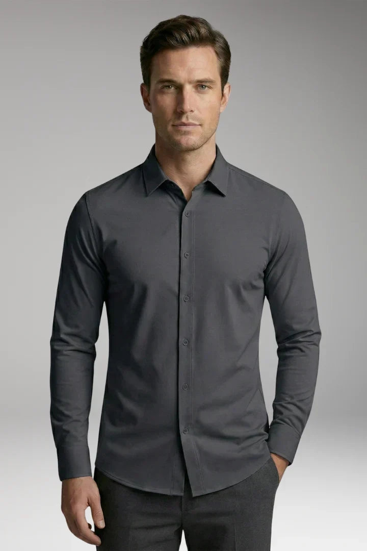 Men's Long Sleeve Polo - Button-Down Slim Fit