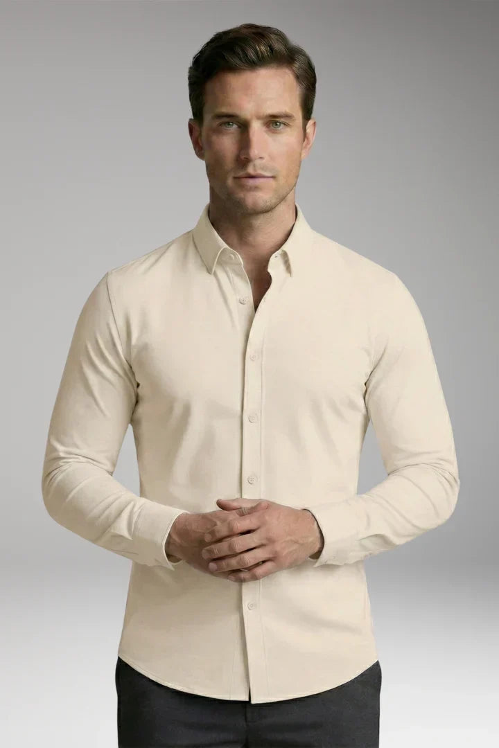 Men's Long Sleeve Polo - Button-Down Slim Fit