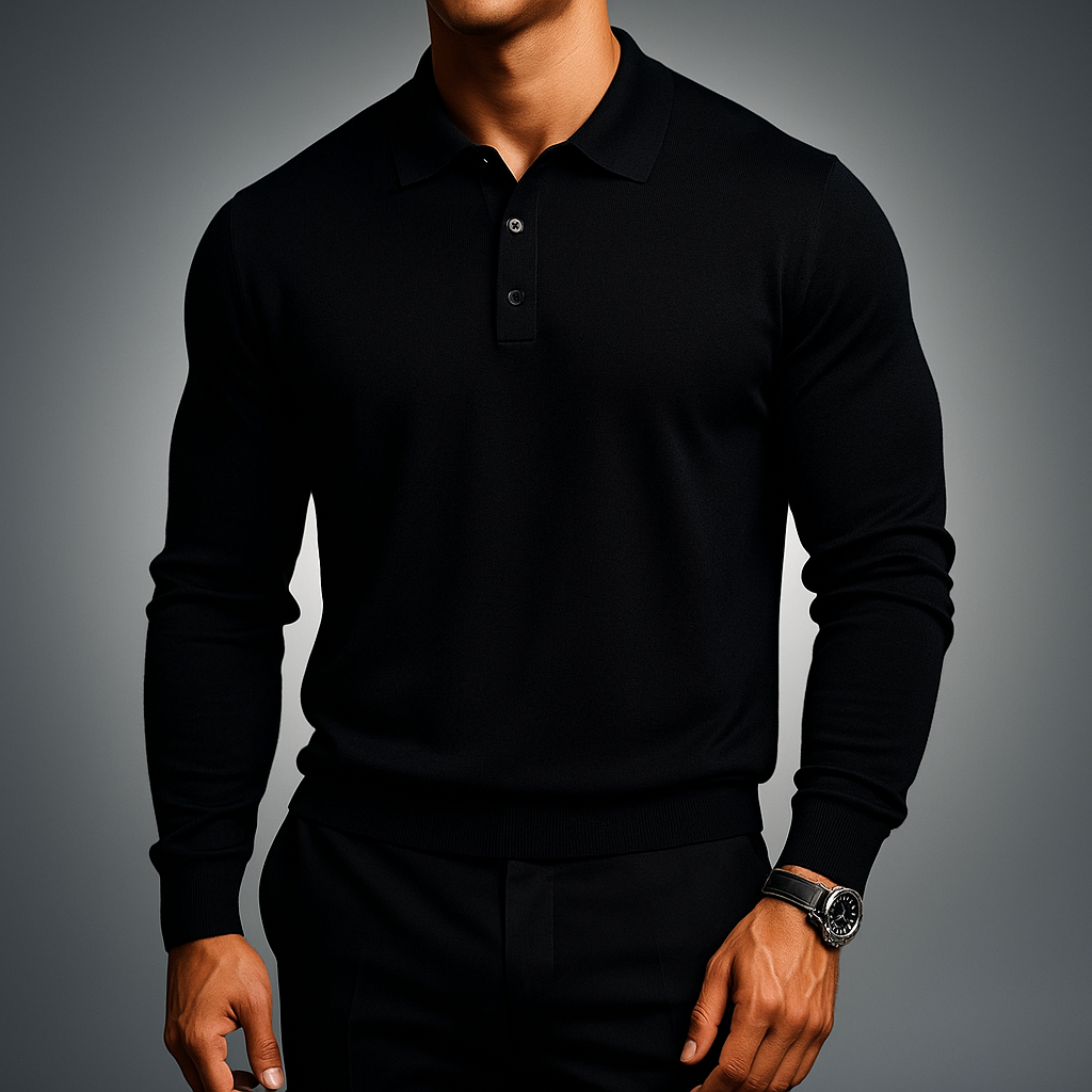 Men's Long Sleeve Polo Shirt - Refined & Slim Fit