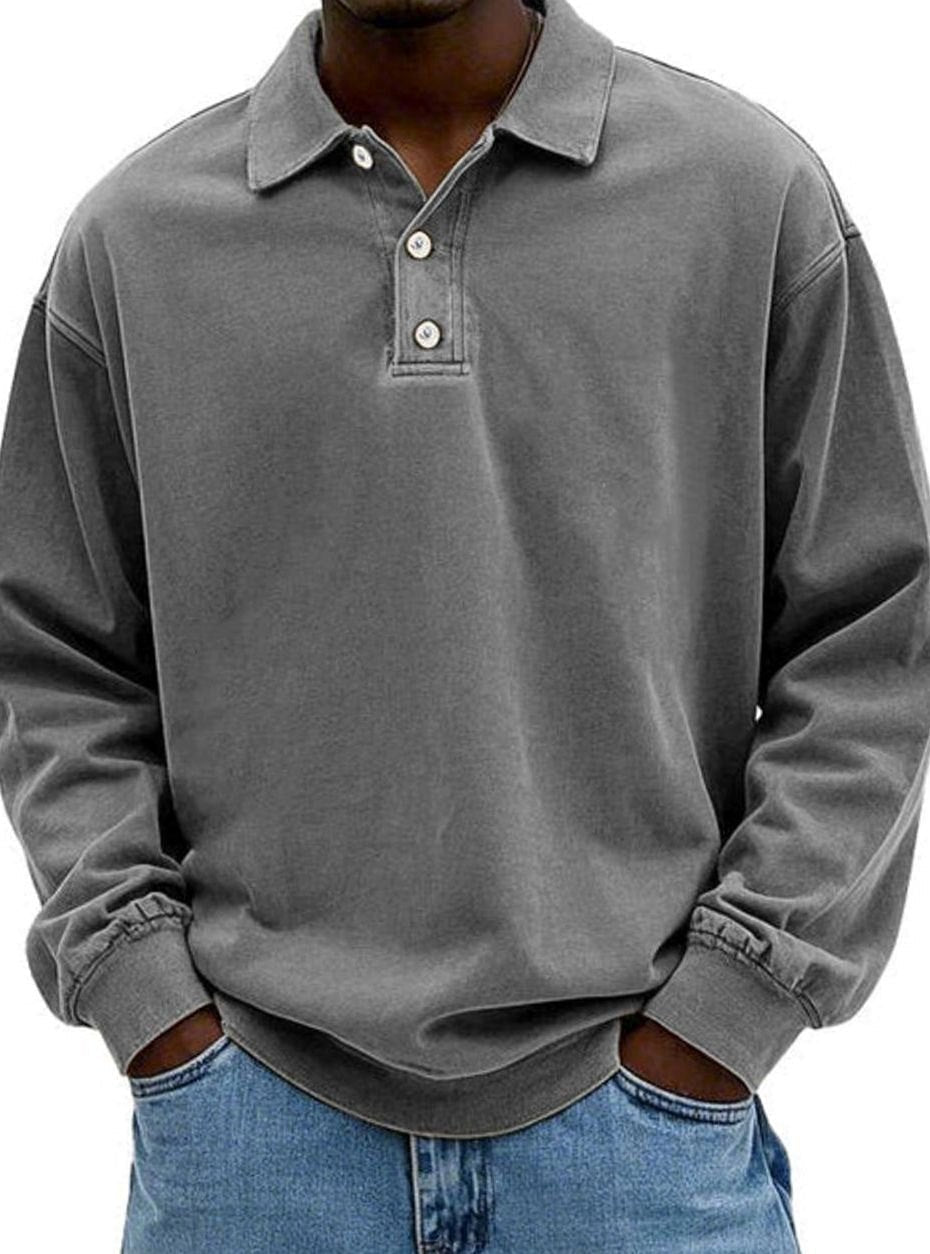 Men's Long Sleeve Polo Shirt - Relaxed Fit & Classic Collar