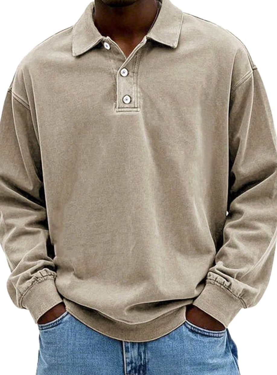 Men's Long Sleeve Polo Shirt - Relaxed Fit & Classic Collar