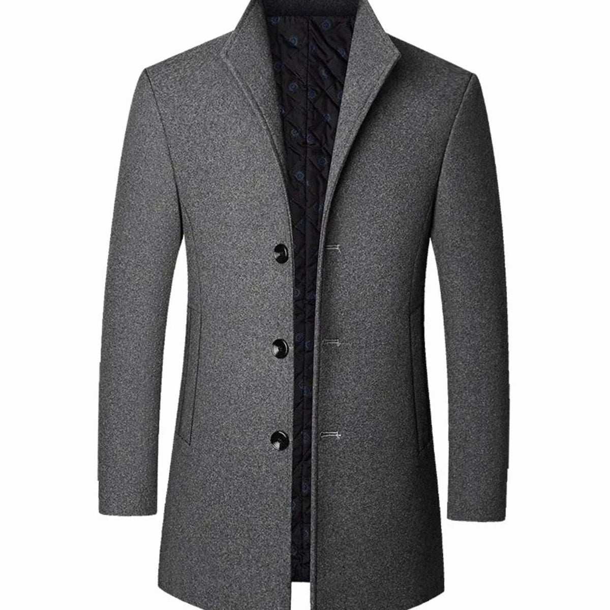 Men's Overcoat - Stand Collar & Tailored Fit