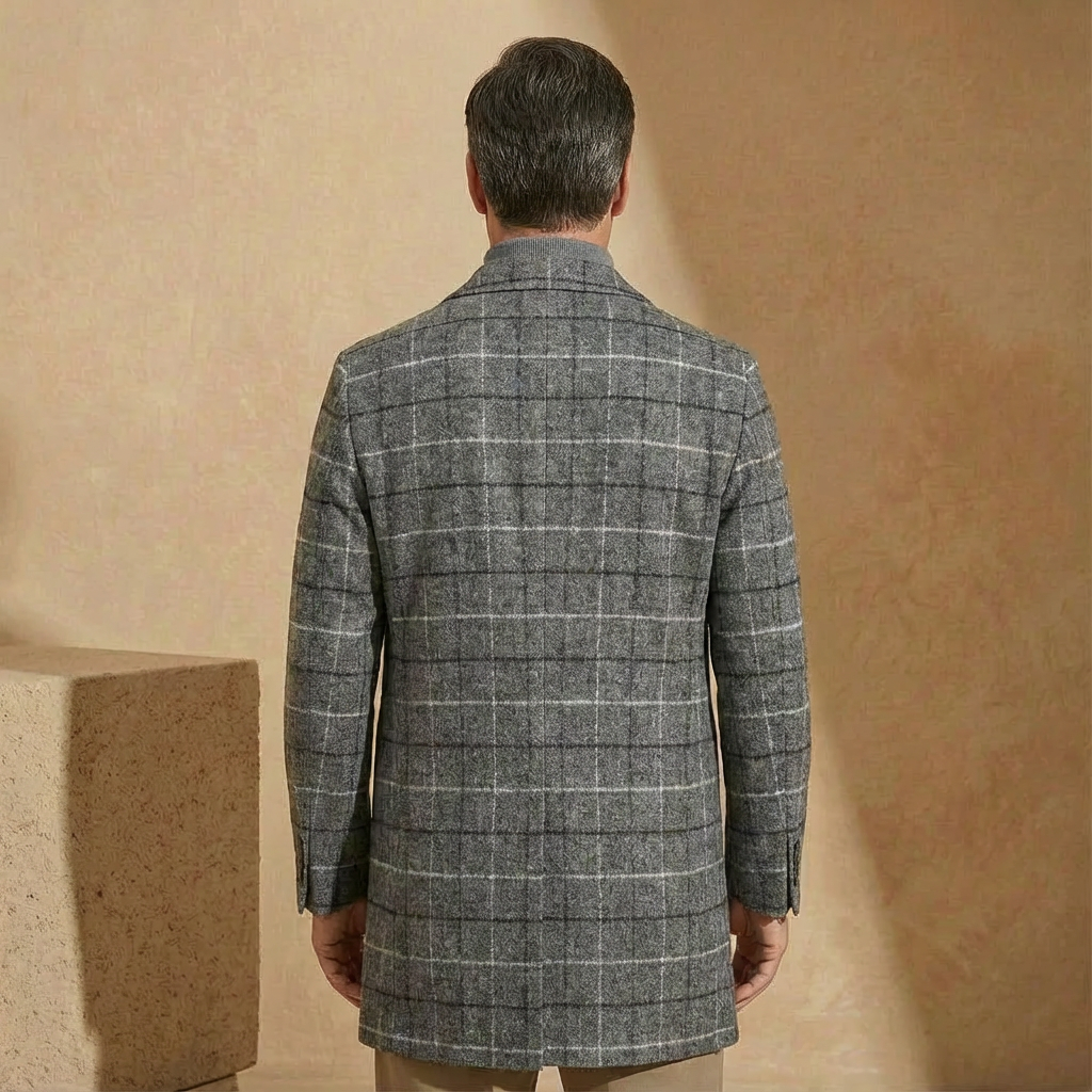 Men's Plaid Overcoat - Slim Tailored Fit