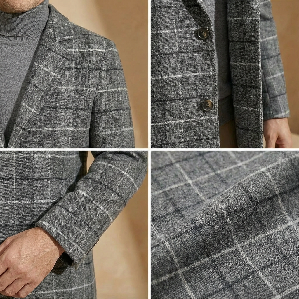Men's Plaid Overcoat - Slim Tailored Fit