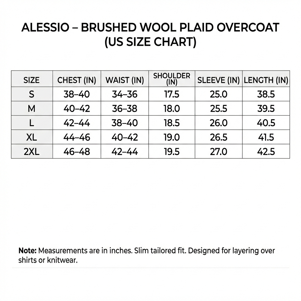 Men's Plaid Overcoat - Slim Tailored Fit