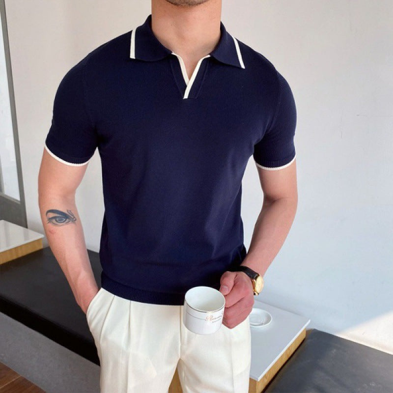 Men's Polo Shirt - V-Collar Slim Fit & Smart Casual Everyday Style