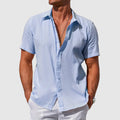 Men's Linen Shirt, Short Sleeve Casual Summer Button-Front