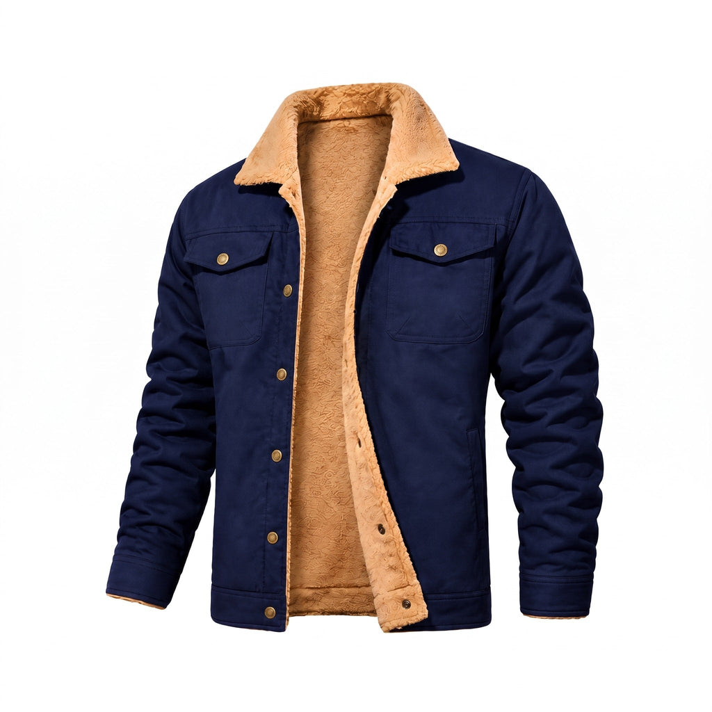 Men's Trucker Jacket Soft Collar Warm Lining Relaxed Fit